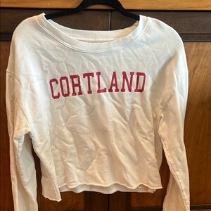SUNY Cortland White Long Sleeve Crop Top